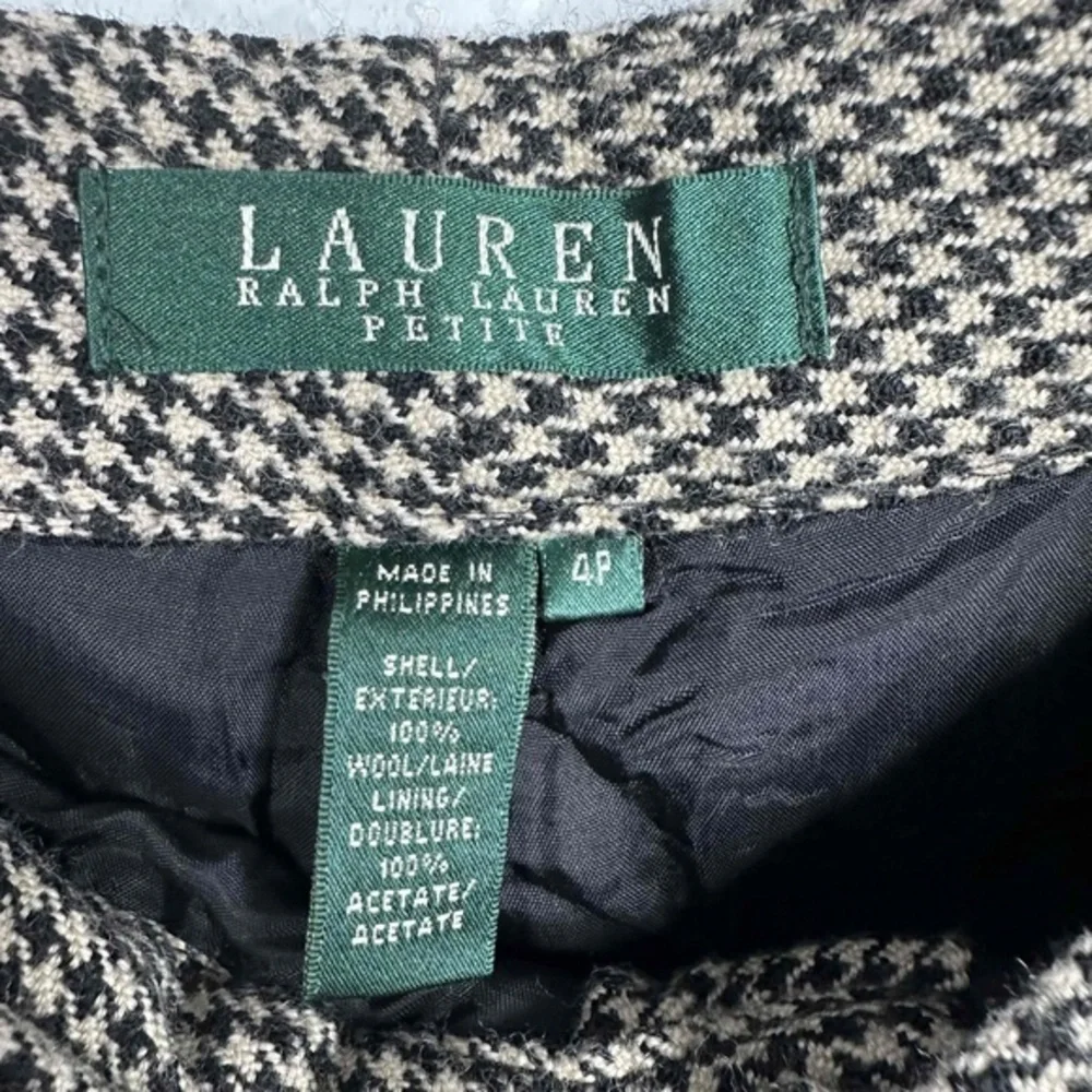 Lauren Ralph Lauren Pants Women's 4P Black Brown Wool Houndstooth Career Preppy‎